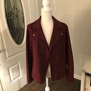 Faux suede burgundy Moto jacket